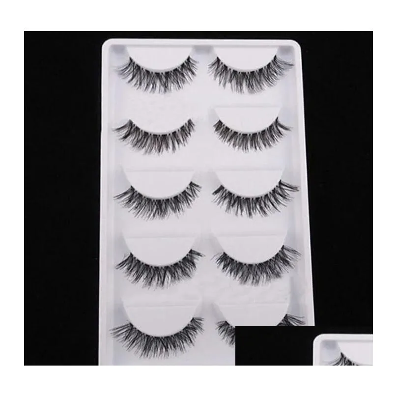 new 50 pairs lot black natural cross fake false eyelash soft long makeup eye lash extension shipping