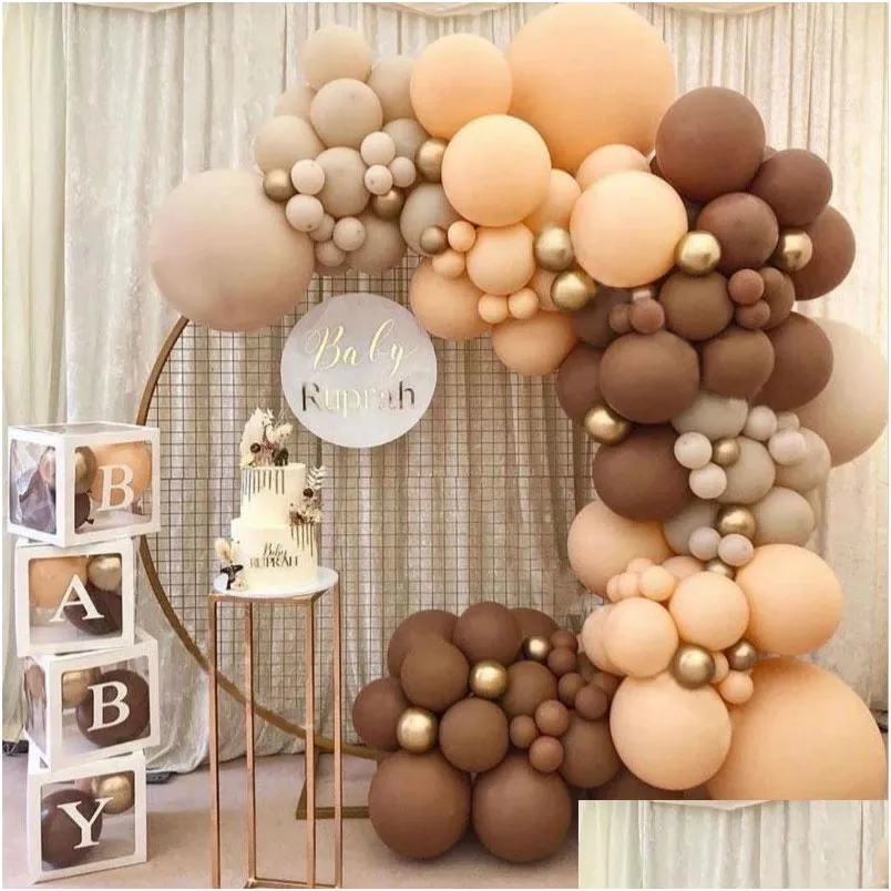 party decoration 114pcs balloons garland brown mama to be later balloon 518inch baby shower happy birthday double apricot year