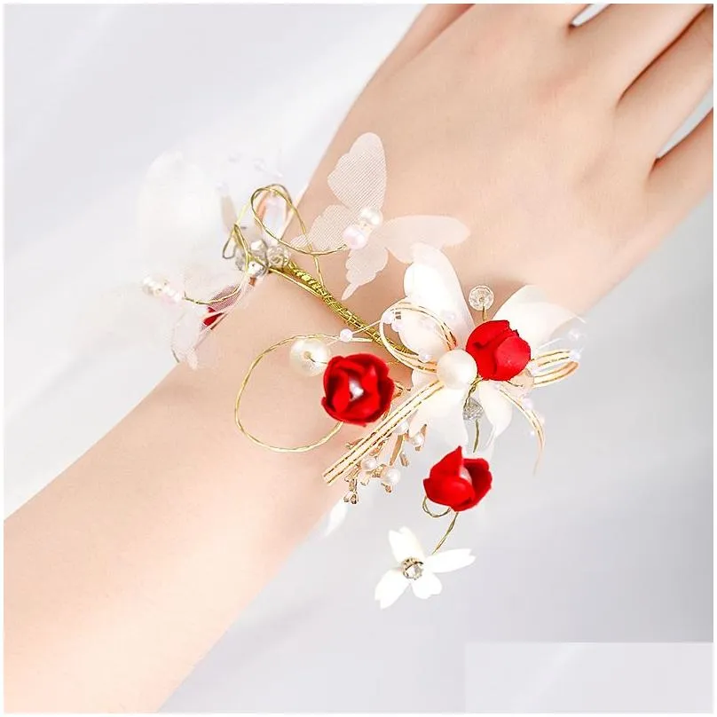 decorative flowers 30x bridesmaid wrist flower beautiful little  bracelet business banquet lady wedding holiday party decoration