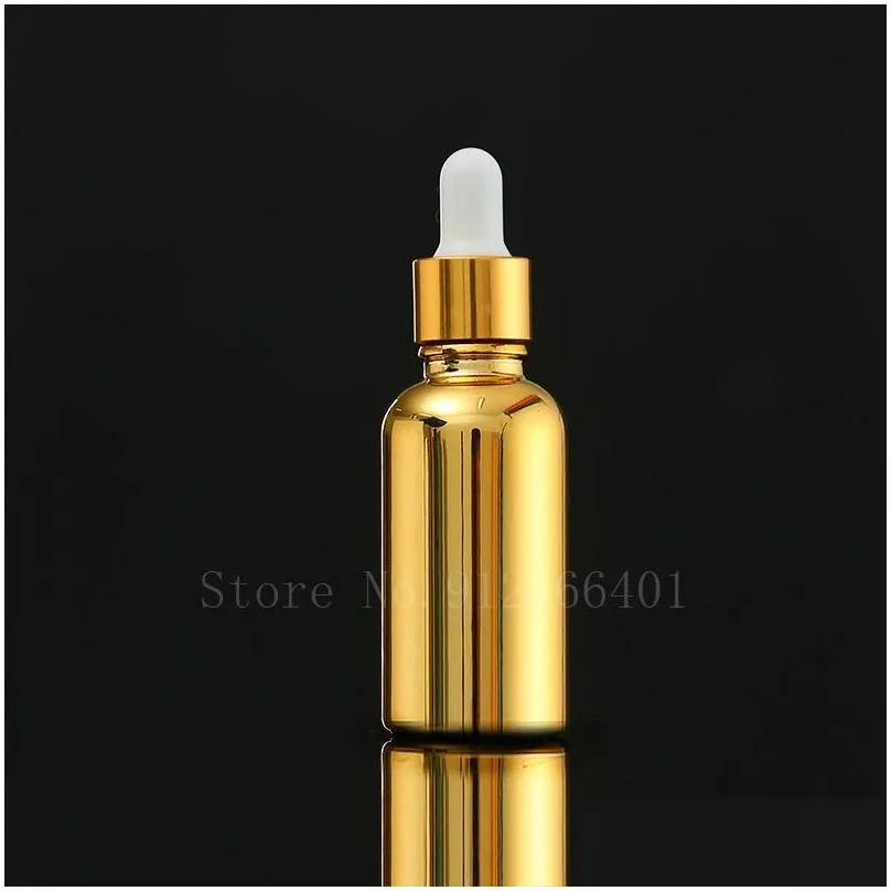 50pcs 5100ml dropper bottles gold pipette bottle glass  oil bottle refillable vial for massage aromatherapy perfume