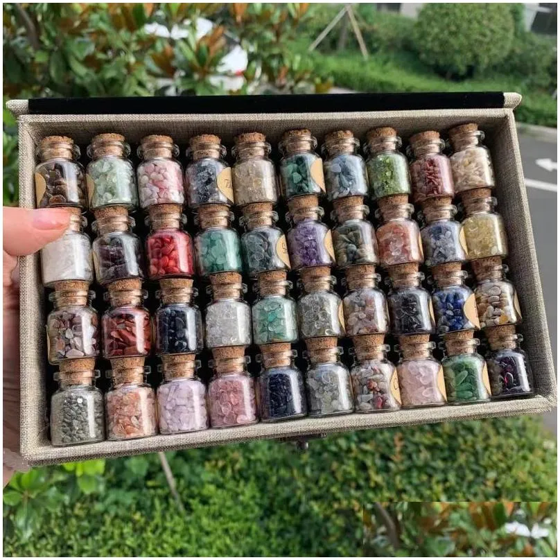 decorative objects figurines natural crystal gravel bottle tumbled stone crafts chips for giftxcg