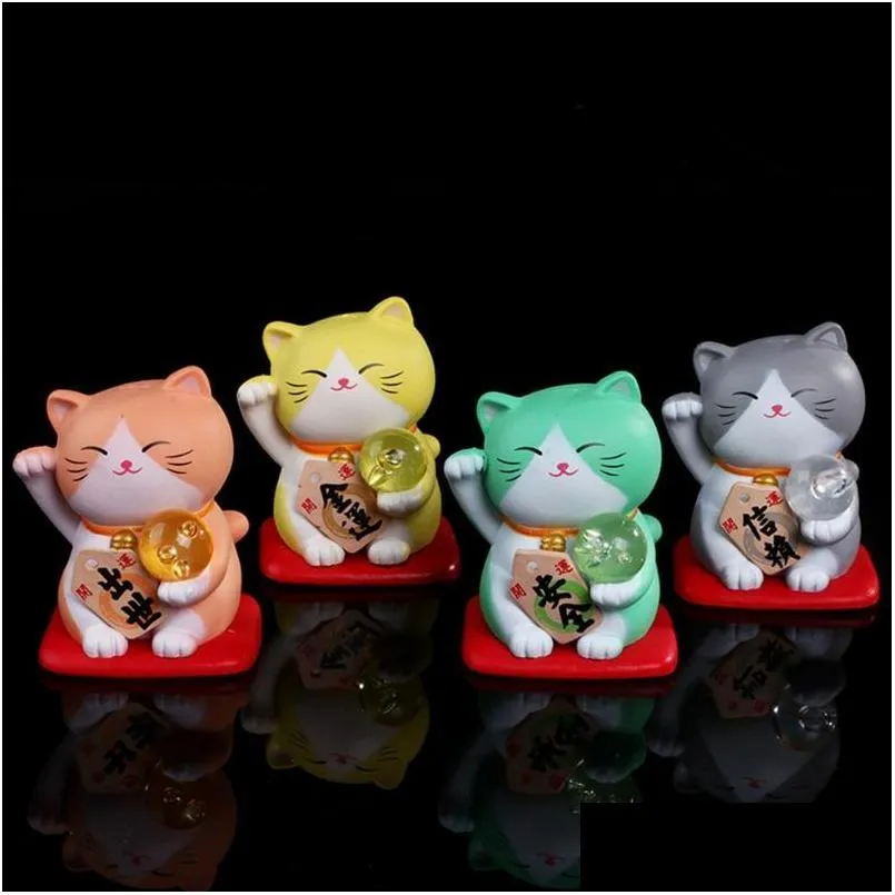 decorative objects figurines 1/3/5pcs 3d lucky cat figurine japan cartoon manek neko animal model miniatures home car el restaurant