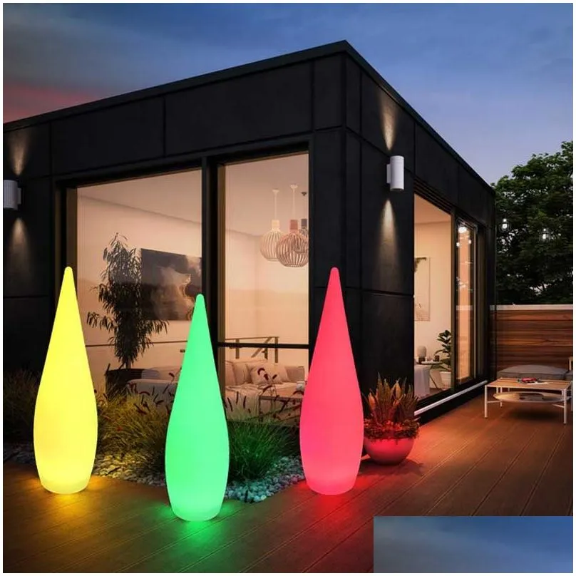 led remote control outdoor floor lamp el garden decor lights portable water drop landscape lighting waterproof modeling light