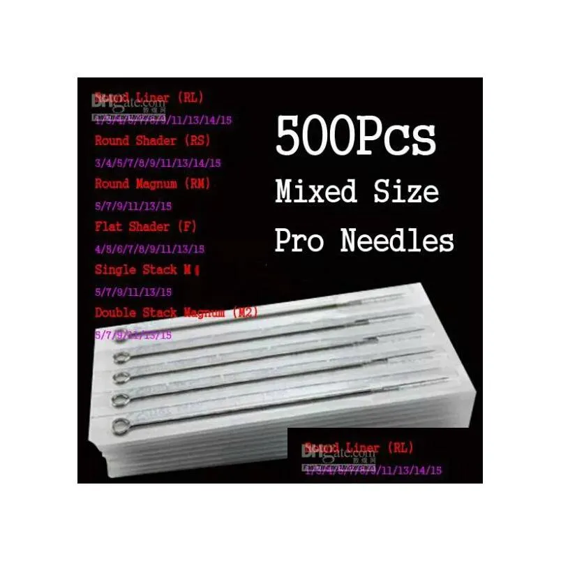 Wholesale 500Pcs Assorted Disposable Sterile s Mixed Size For Tattoo Ink Cups Tip Kits Free Shipping