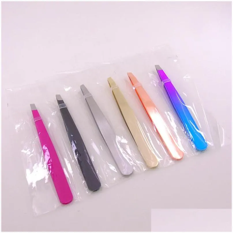 DHL High quality Stainless Steel Tip Eyebrow Tweezers Face Hair Removal Clip Brow Trimmer Makeup Tools in stockl