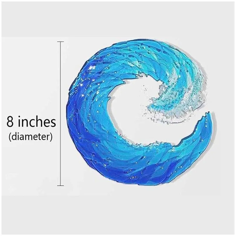 novelty items ocean wave fused glass sculpture gradient blue ornament decoration waves shape resin art crafts for home decor