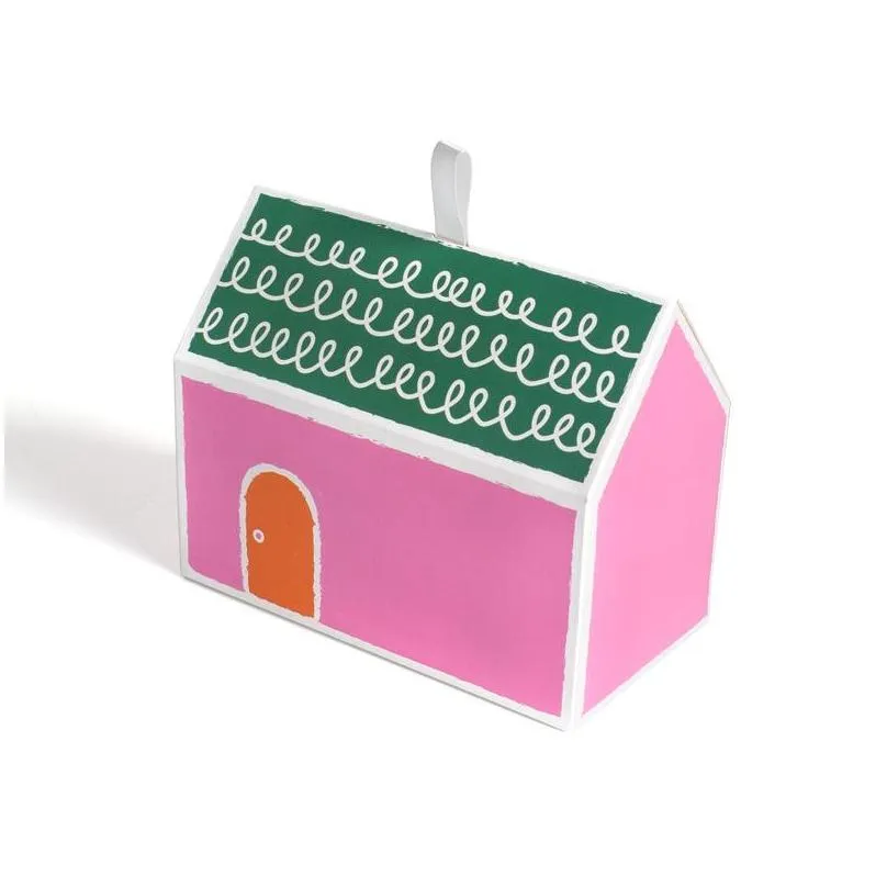 ins color small house house cookie dessert party favor nougat candy happy candy box year packaging box in stock