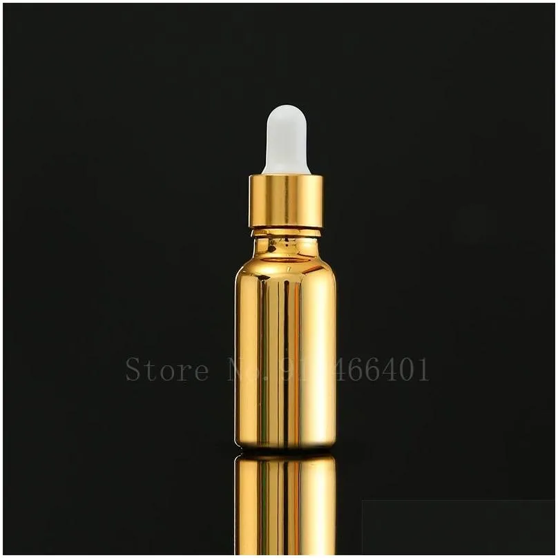 50pcs 5100ml dropper bottles gold pipette bottle glass  oil bottle refillable vial for massage aromatherapy perfume