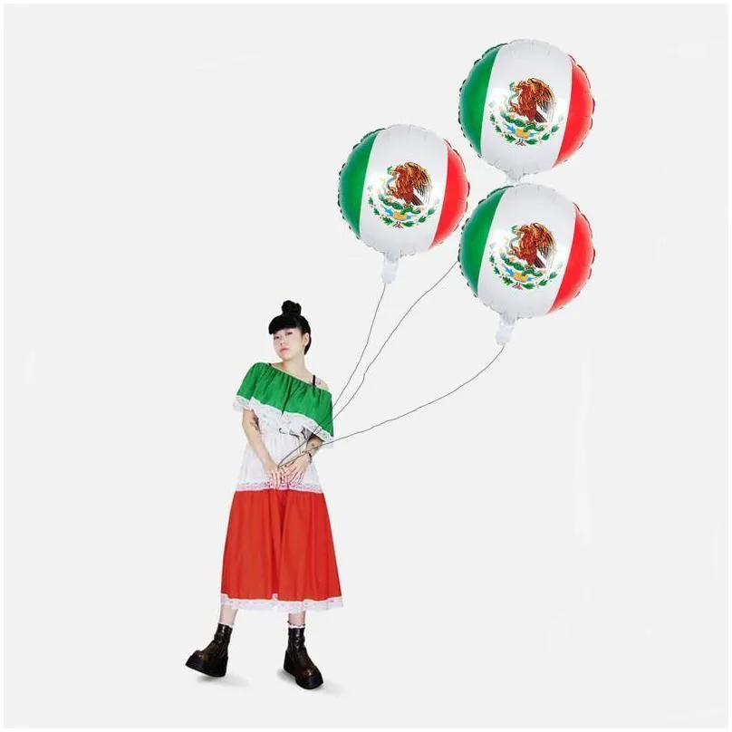 party decoration 50pcs/set mexican flag foil balloons event childrens birthday decorations kids toys baby shower helium globos