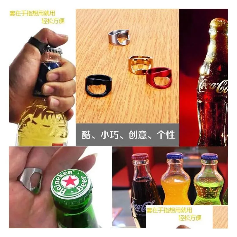  portable finger ring bottle opener colorful stainless steel beer bar tool bottel favors shiping