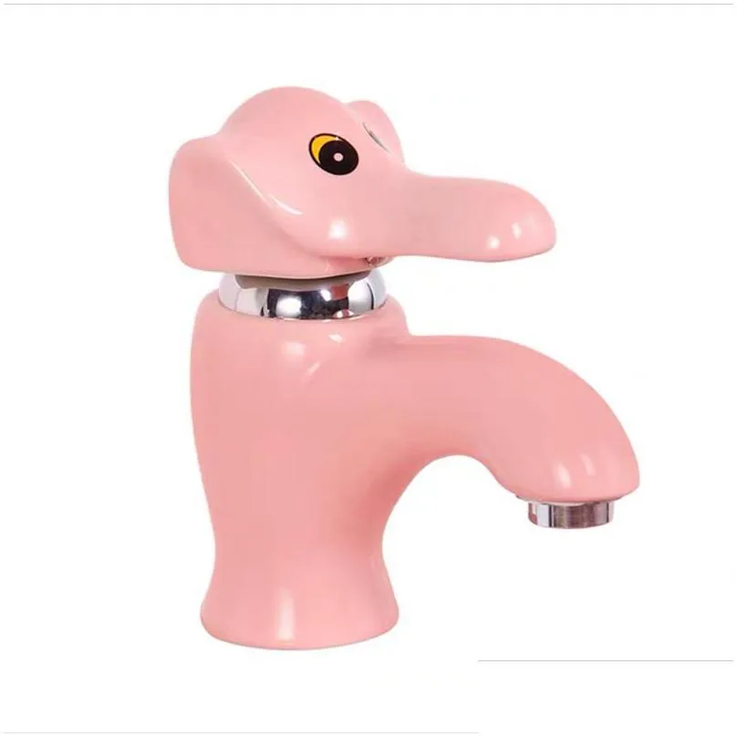 bathroom sink faucets basin white/green brass childrens cartoon elephant ceramic washing colorful cold mixer tap