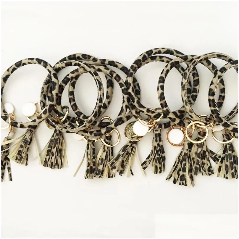 ups crossborder accessories fashion tassel bracelet key chain pu leather bracelet wholesale factory direct sales