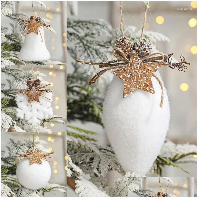 party decoration christmas balls snowflake water drop bell tree hanging pendants foam white ornaments ball for home 2022