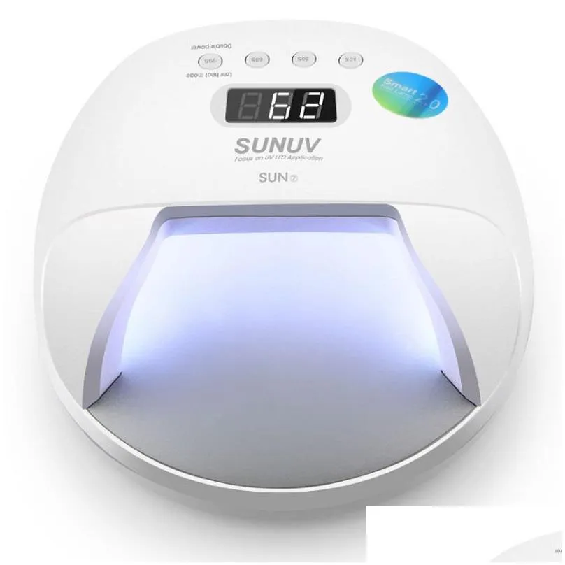 sun uv sun7 48w dual uv led nail lamp nail dryer gel polish curing light with bottom lcd display 10s/30s/60s/99s timer 30 leds