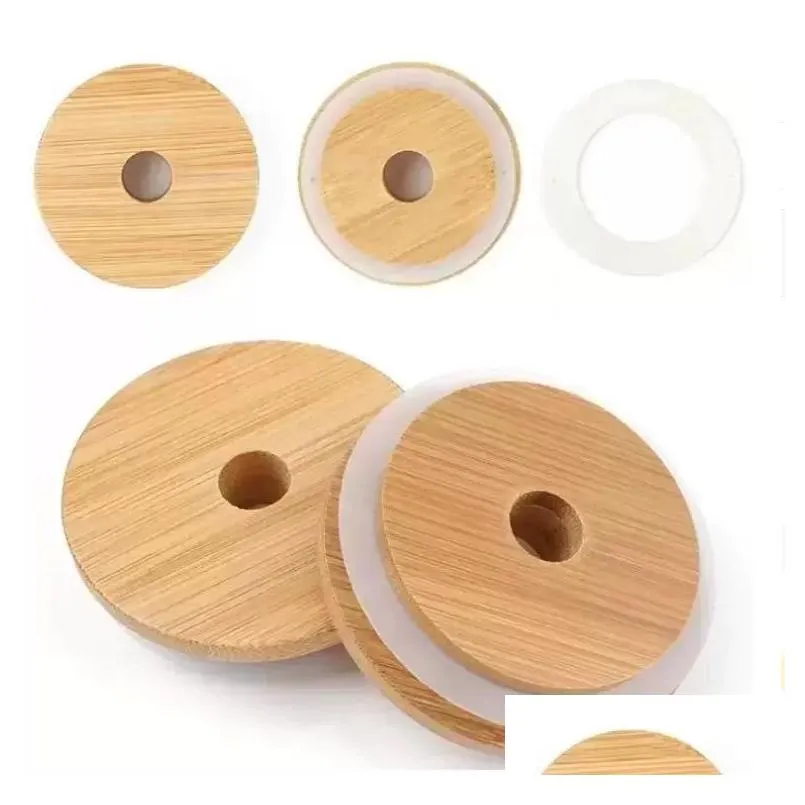 fedex bamboo cap lids 70mm 86mm reusable wooden mason jar lid with straw hole and silicone seal delivery