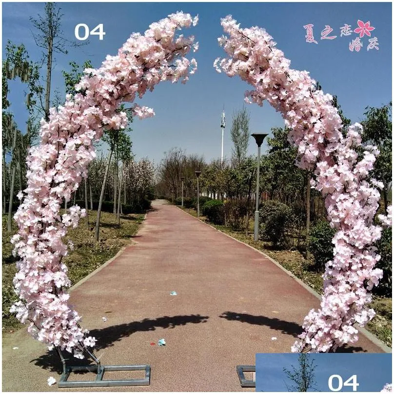 2.5m artificial cherry blossom arch door road lead moon arch flower cherry arches shelf square decor for party wedding backdrop