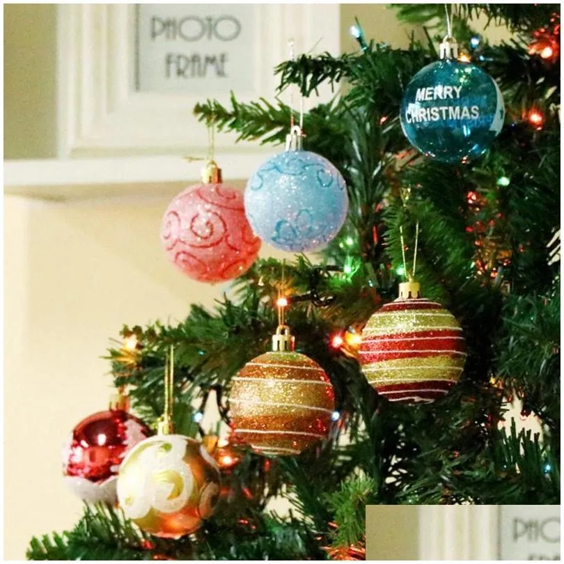 party decoration christmas painted ball set tree ornaments hanging pendants home xmas decor