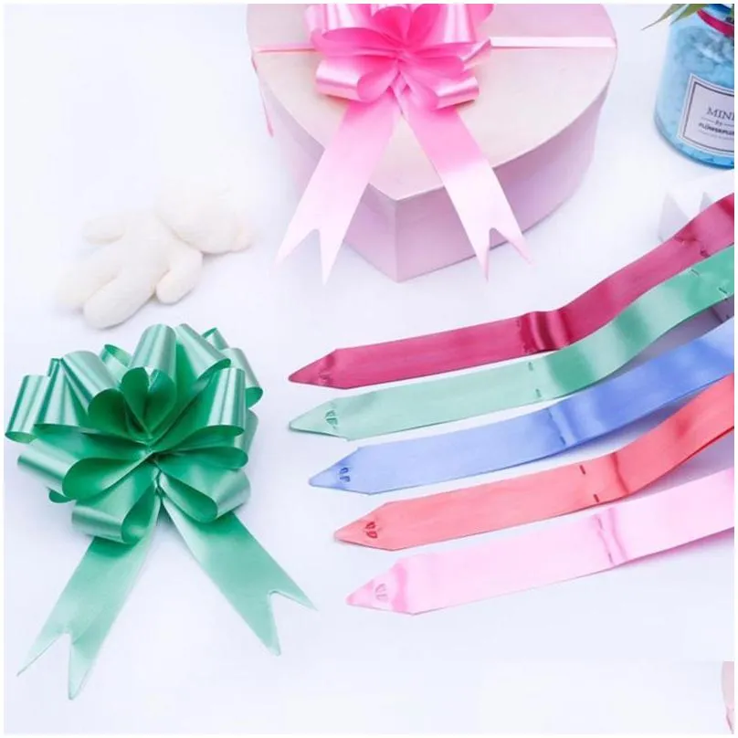 party decoration 30pcs colorful pull bow ribbon 30mm wedding car gift wrap florist poly christmas birthday diy accessorie