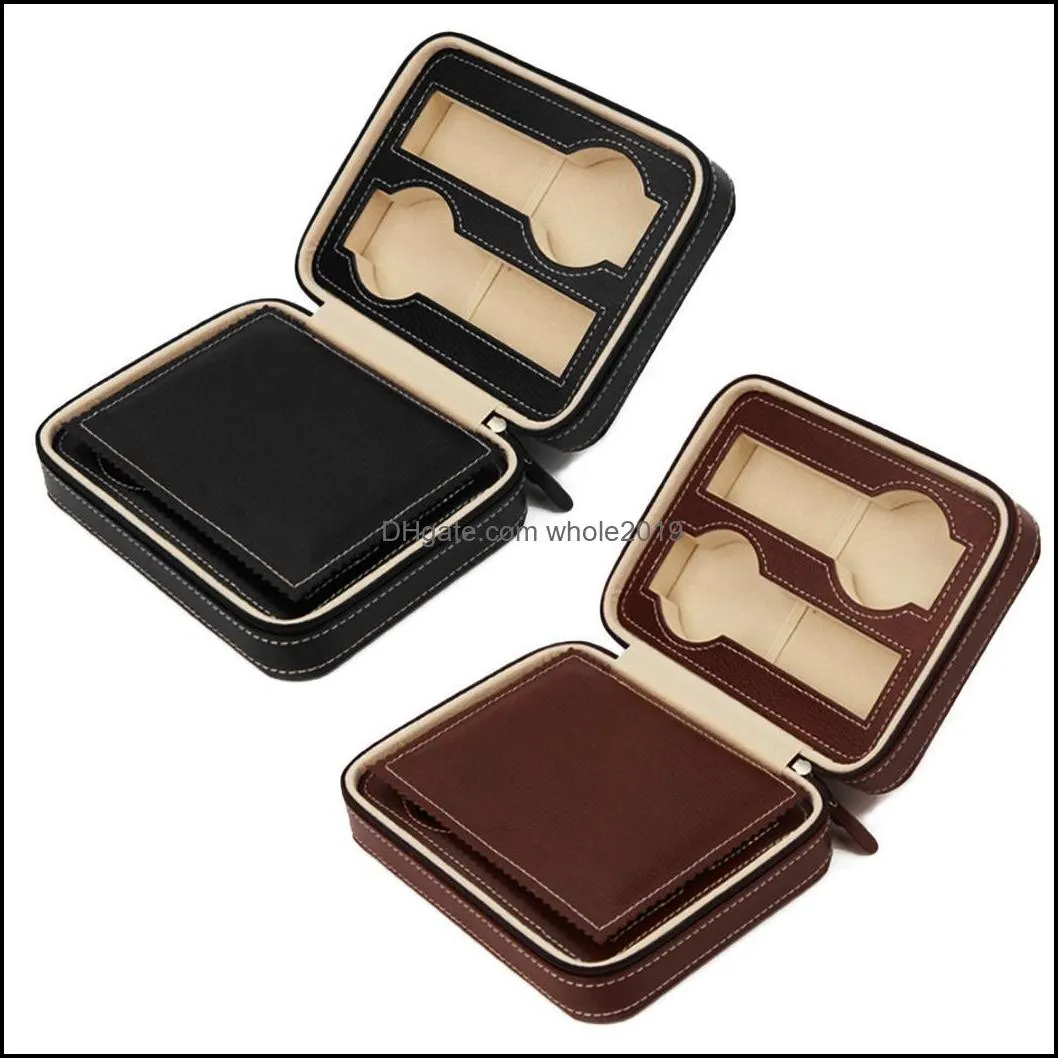 watch box square 4slots watch organizer portable lightweight synthetic leather storage boxes case holder