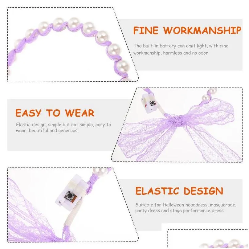 party decoration 2pcs luminous hairband creative pearl headdress chic hair decor