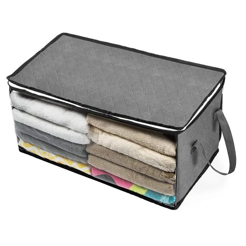 large capacity household foldable comforter storage bag nonwoven clothing storaged box dustproof quilt storage socks wardrobe organizer