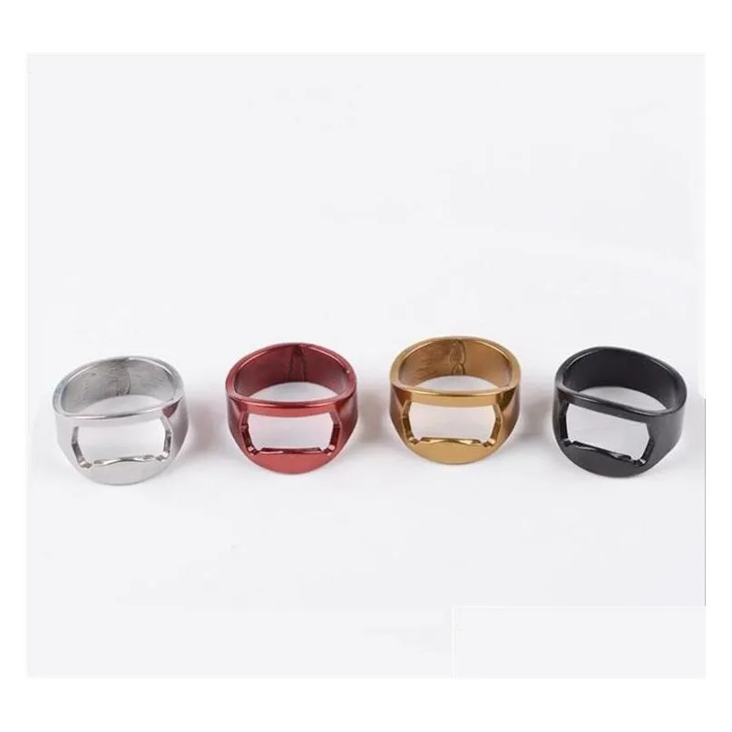  portable finger ring bottle opener colorful stainless steel beer bar tool bottel favors shiping