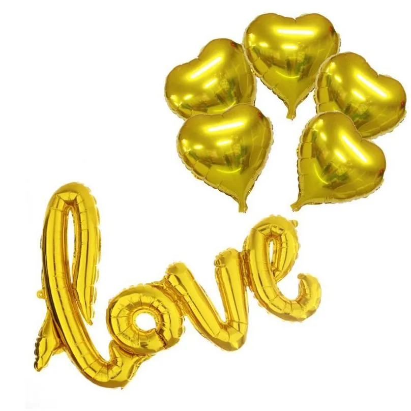 party decoration 6pcs/set love heart foil balloons large digit helium wedding decorations birthday supplies baby shower