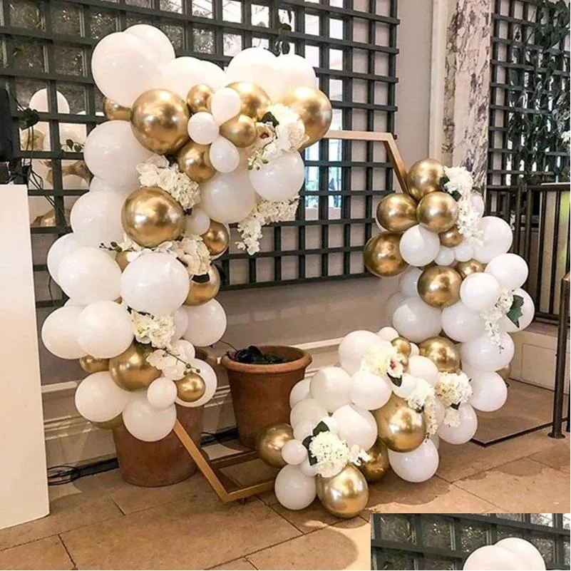 party decoration balloon garland arch kit white gold latex balloons girl boy baby shower wedding birthday decor supplies
