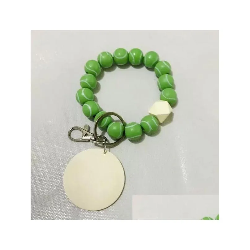 fedex 9 styles beaded bracelet keychain pendant party favor sports ball soccer baseball basketball wooden bead bracelet