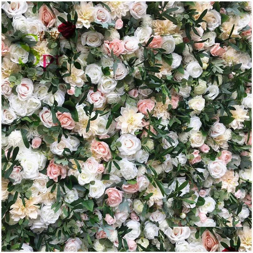customized 3d effects mix plant flower wall mats artificial florals rose panel for yoga shop decoration1