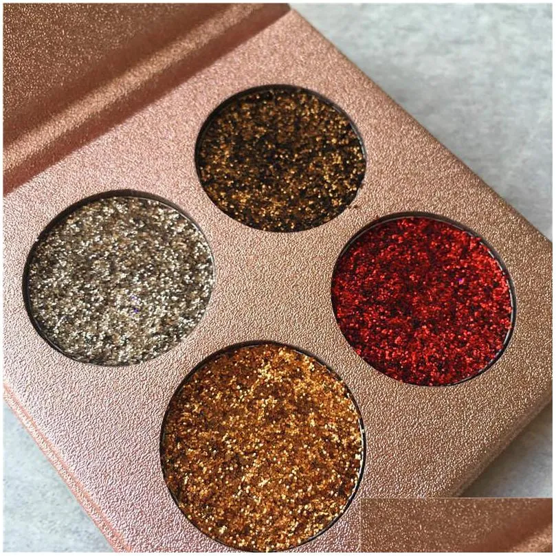 Beauty Glazed 4 Colors Eyeshadow Palette Matte Diamond Glitter Foiled Eye Shadow in One Palette Blush Makeup Set for Beauty