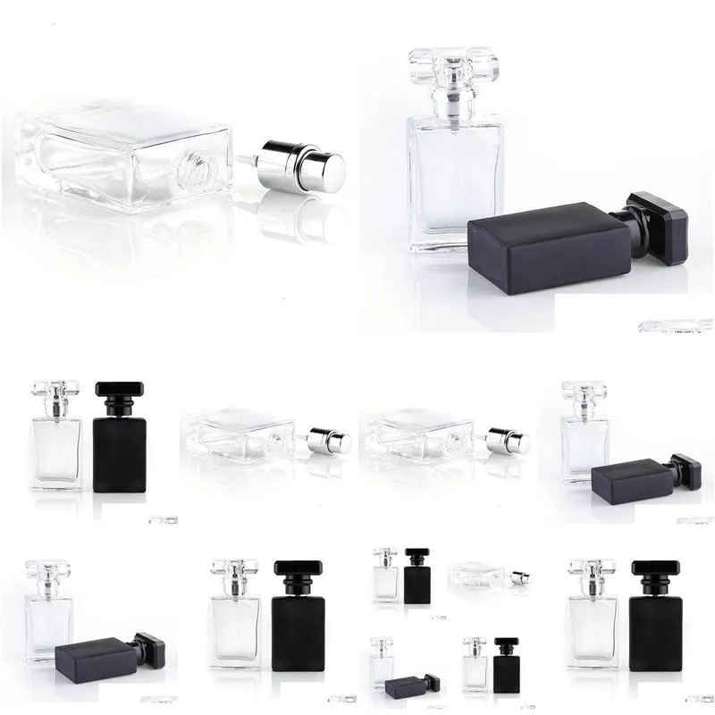  30ml clear black portable glass perfume spray bottles empty cosmetic containers with atomizer for