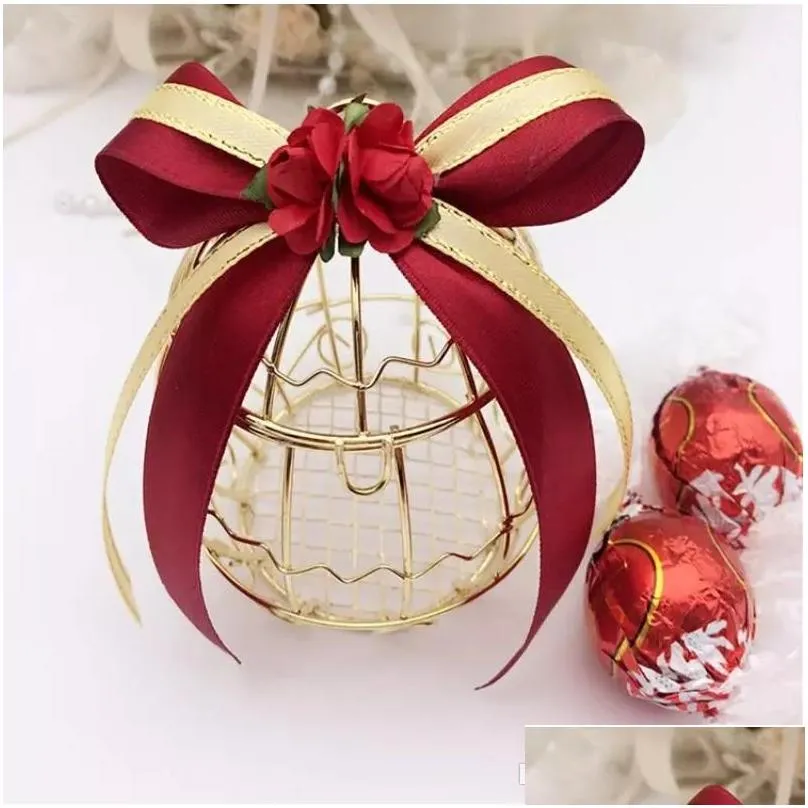  wedding favor box european creative gold matel boxes romantic wrought iron birdcage wedding candy box tin box wholesale wedding