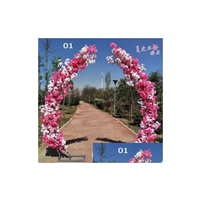 2.5m artificial cherry blossom arch door road lead moon arch flower cherry arches shelf square decor for party wedding backdrop