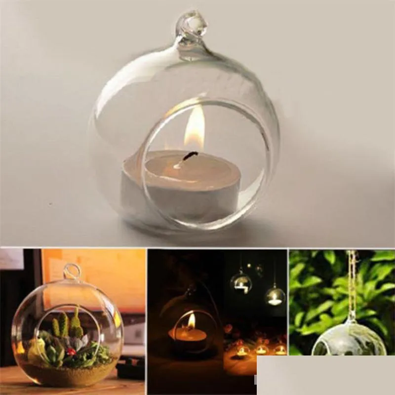 crystal glass hanging candle holder candlestick home wedding party dinner decor round glass air plant bubble crystal balls 