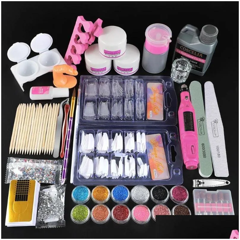Nail Art Kits 2022 Full Acrylic Kit With Powder Soak Off Manicure Set Electric Drill Tools For