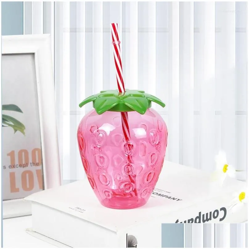 party decoration hawaiian decor cartoon pineapple strawberry plastic straw cup wedding birthday summer tropical supplies