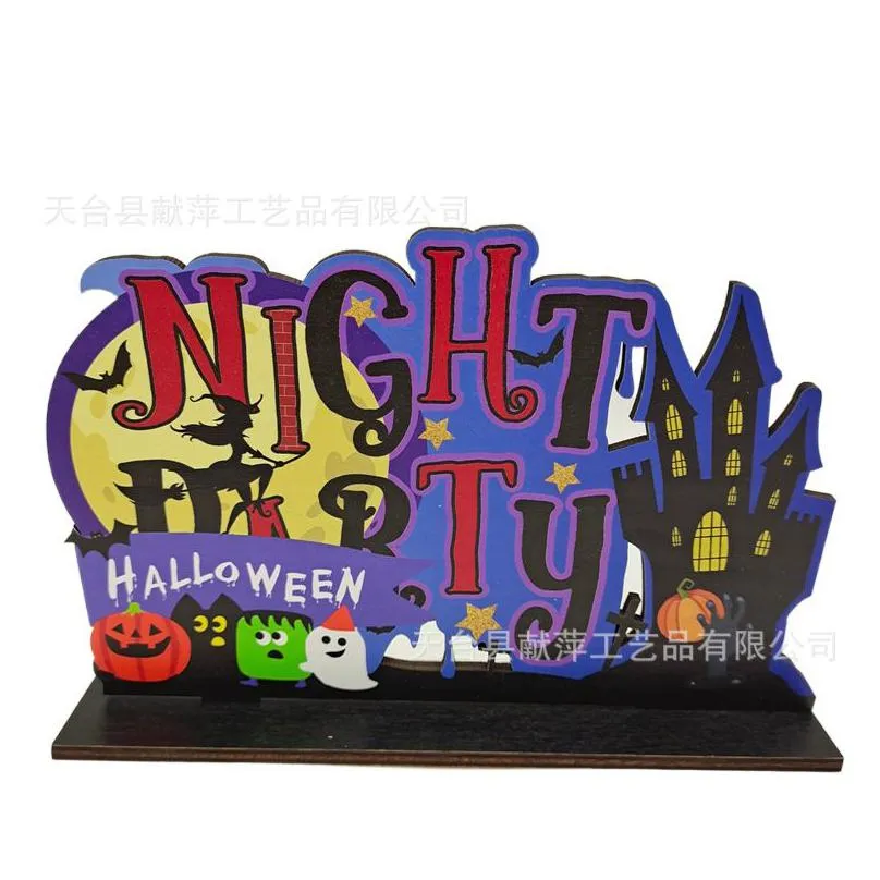 2022 ups wooden halloween table crafts decoration creative wooden uv printing