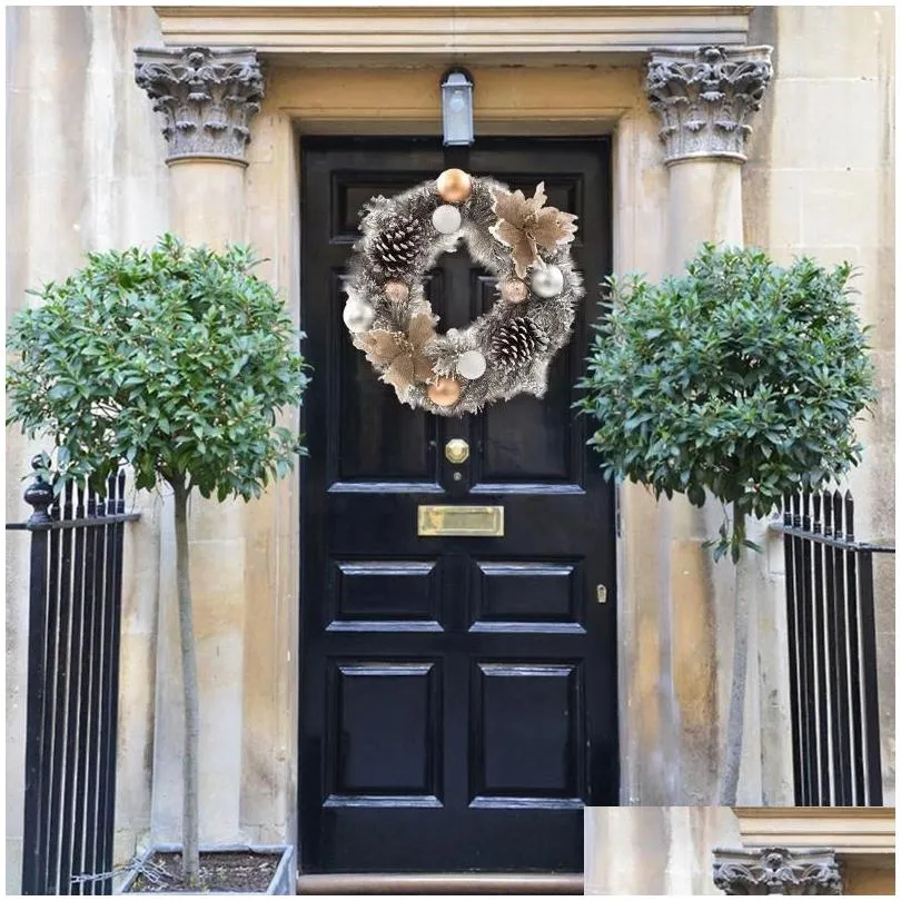 decorative flowers lambs ear wreath small simple christmas silver grey rattan circle for the front door 18 inches