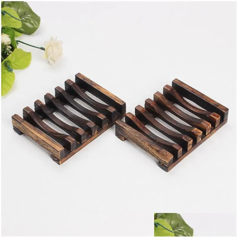 natural bamboo wood soap dishes wooden soap tray holder storage rack plate box container bath soap holder