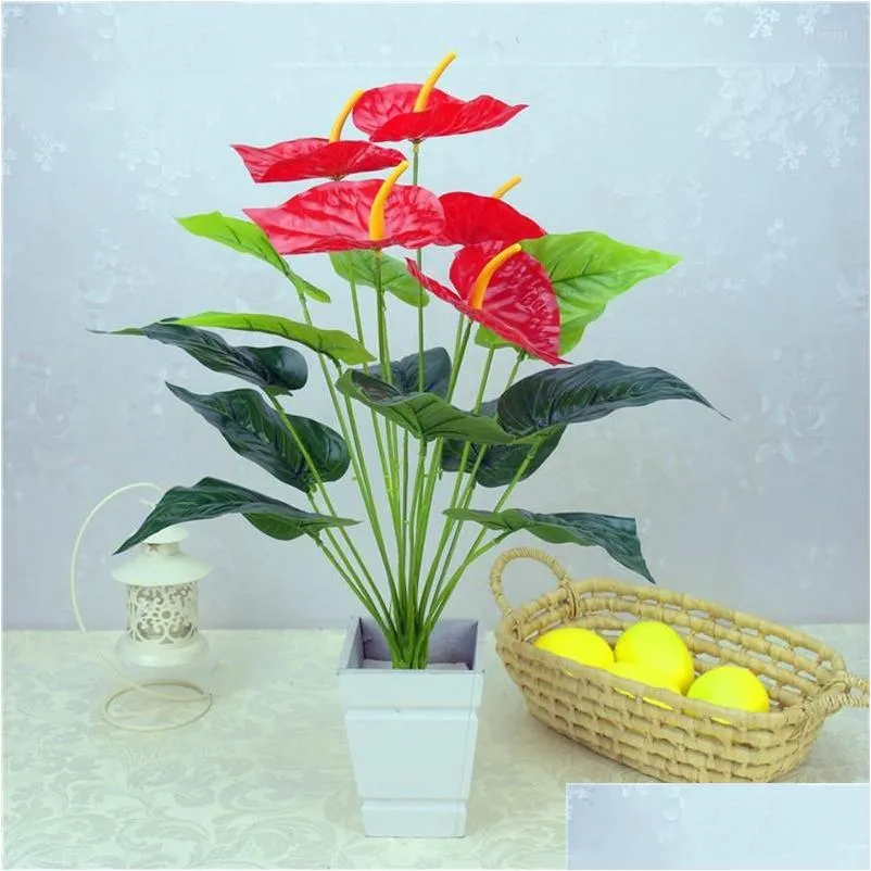 decorative flowers 12/18 heads artificial flower small potted plant silk suit large anthurium office decoration bonsai wholesale home