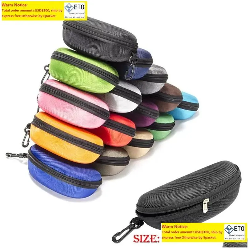 sunglass protection box oxford cloth black color zipped glasses case optional cloth 8 colors