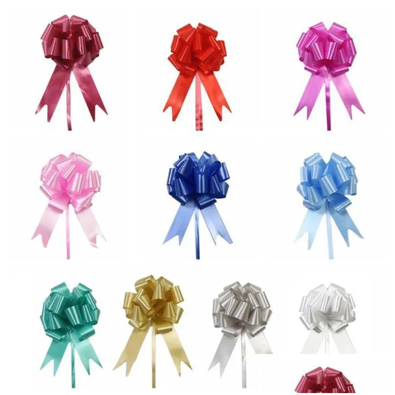 party decoration 30pcs colorful pull bow ribbon 30mm wedding car gift wrap florist poly christmas birthday diy accessorie