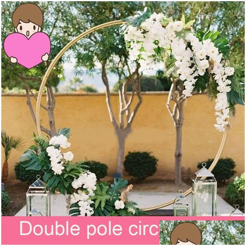 party decoration wedding props wrought iron circle background flower stand ring double rod