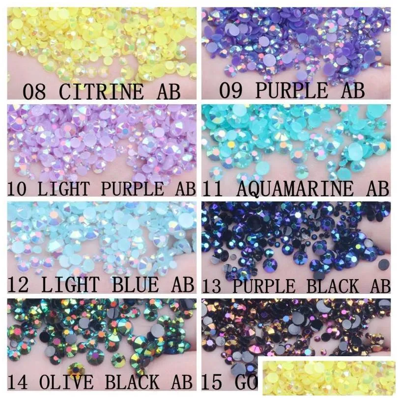 Nail Art Decorations Big Bag 4mm 50000pcs Jelly AB Colors Resin Rhinestones 3D Gems Round Non Fix Stones Appliques For Craft DIY