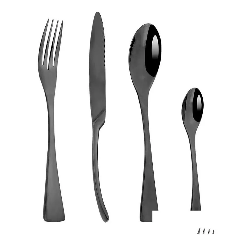 flatware sets cutlery stainless steel dinnerware tableware forks knives spoons luxury kitchen knife fork spoon set 4pcs
