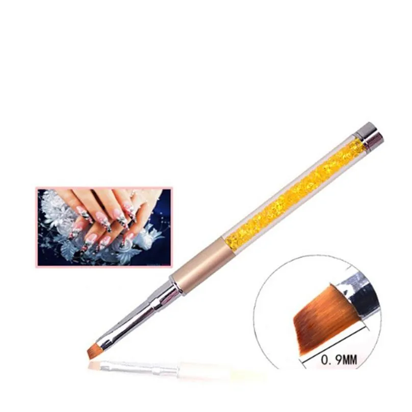 Wholesale Nail AMetal Acrylic Handle Pen Rhinestone Diamond Carving Powder Gel Liquid Salon Liner Nail Brush Hot Sale