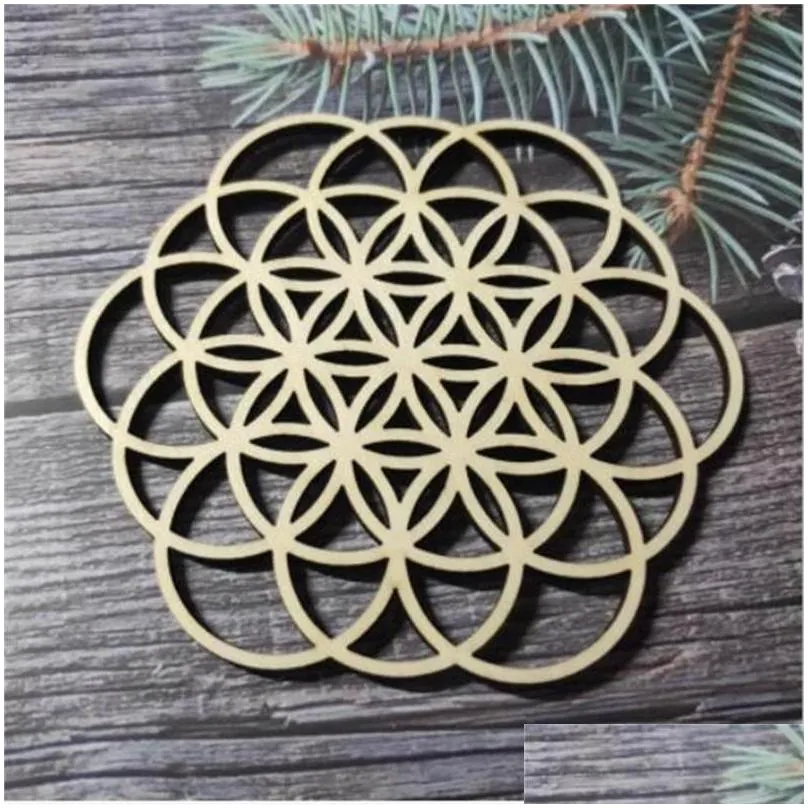 party decoration flower of life energy mat slice wood base handmade coasters laser cut wall art home decor making sacred geometry
