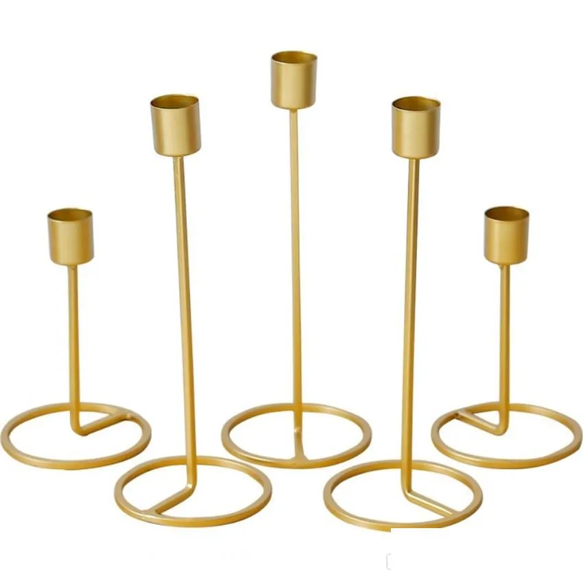 nordic style candle holder gold single head iron 3d geometric candlestick romantic table decor creative home wedding decoration