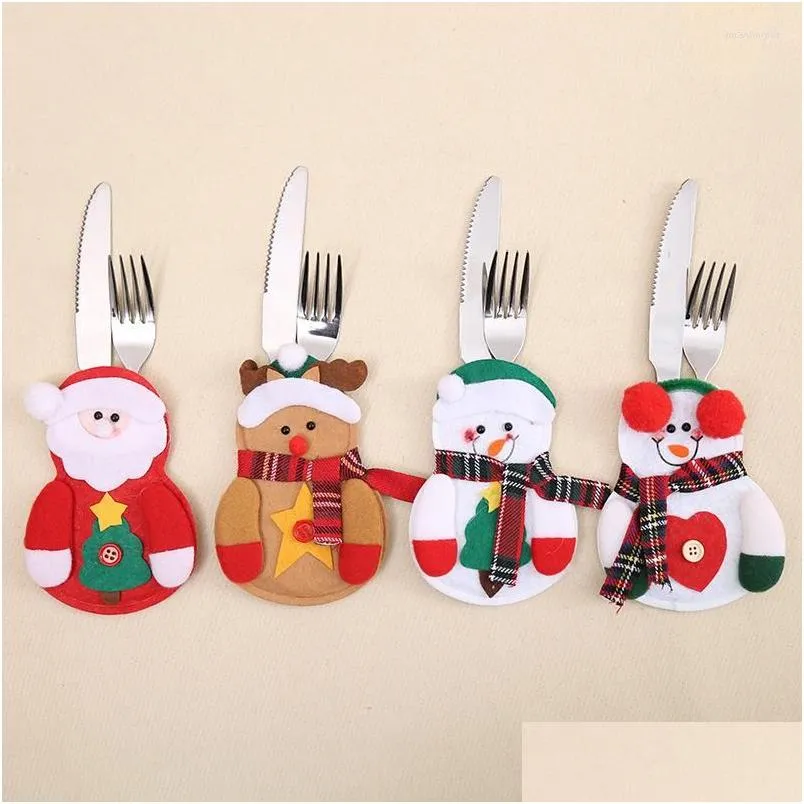 christmas decorations decor snowman kitchen tableware holder bag party gift xmas ornament for home table navidad